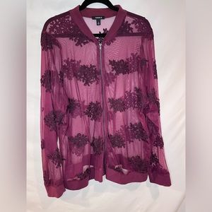 Torrid Mesh and Embroidered Lace Zip Jacket, Size 3